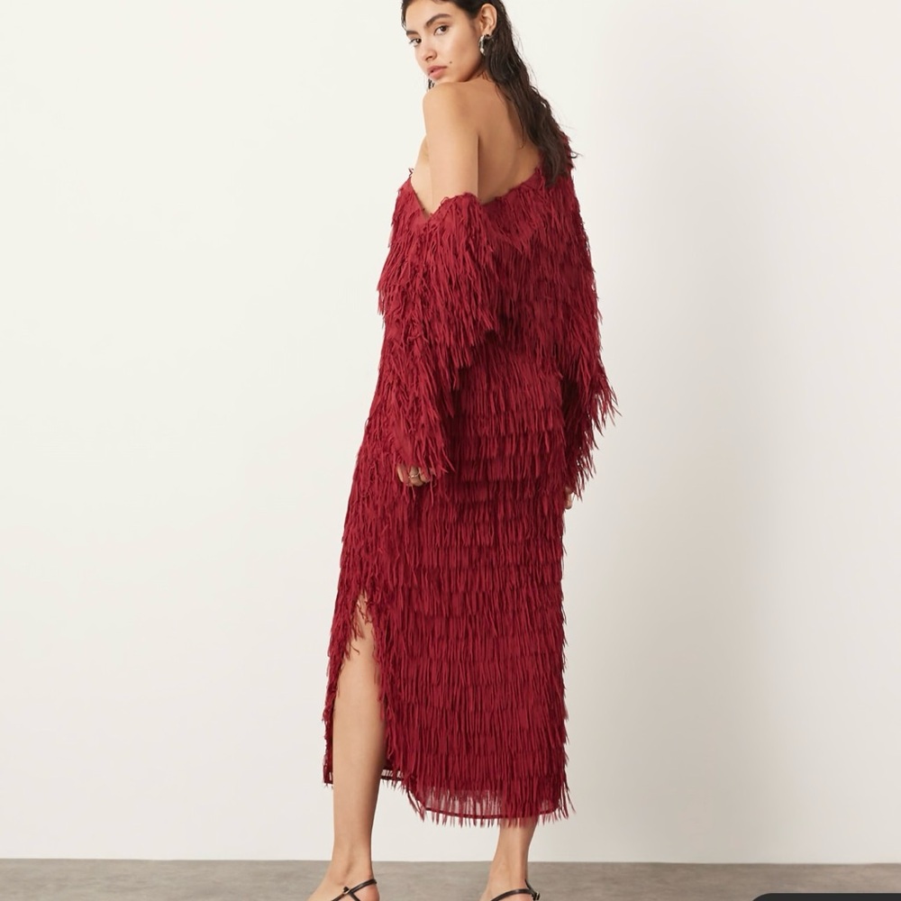 Red Off the Shoulder Long Sleeve Cocktail Dress